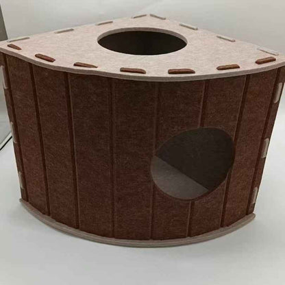 Four-Season Felt Fan-Shaped Cat Villa, Enclosed Large Scratch-Resistant Calming Pet Bed, Warm Deep Sleep Cat House For Multi-Cat Families Indoor Use
