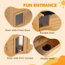 2-Story Wooden Outdoor Cat House - Feral Shelter with Escape Door