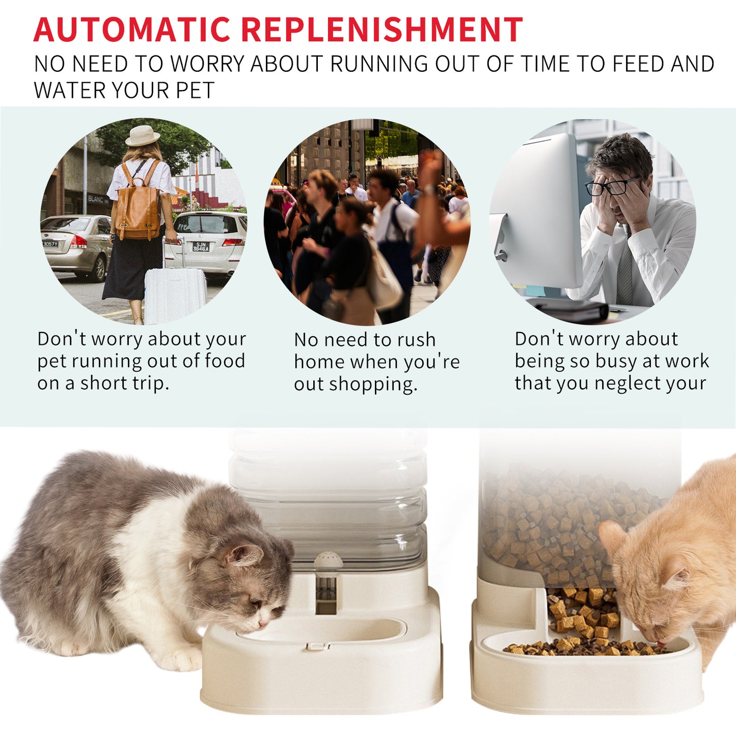 Pet Food & Water Dispenser - Automatic Self-Refilling - Purrfect Pet Haven