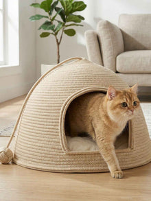 Cat Rope Dome Nest - Semi-Enclosed Cotton Woven Bed