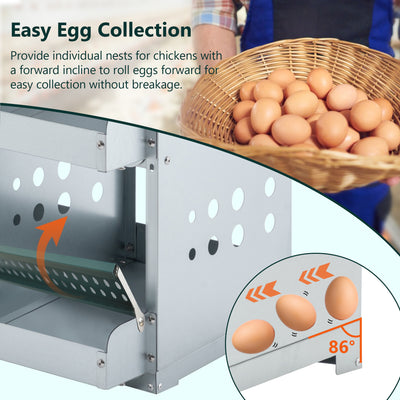 6-Compartment Chicken Nesting Box - Roll-Away Egg Collection