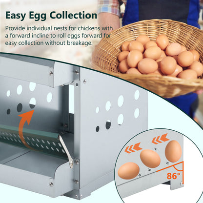6-Compartment Chicken Nesting Box - Roll-Away Egg Collection