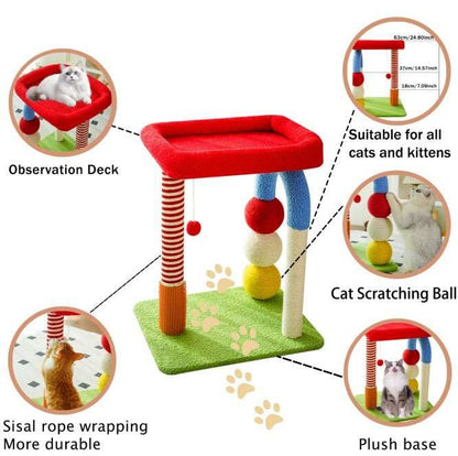 Cat Tree with Built-in Bed - Multi-Function Sisal Scratcher - Purrfect Pet Haven