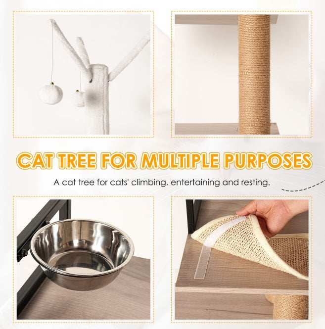 Cat Tree With Litter Box Enclosure - Modern 3-in-1 Cat Condo With Scratching Posts