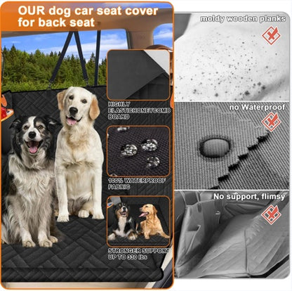 Adjustable Hard Bottom Dog Car Seat Backrest with Window & Storage Pockets