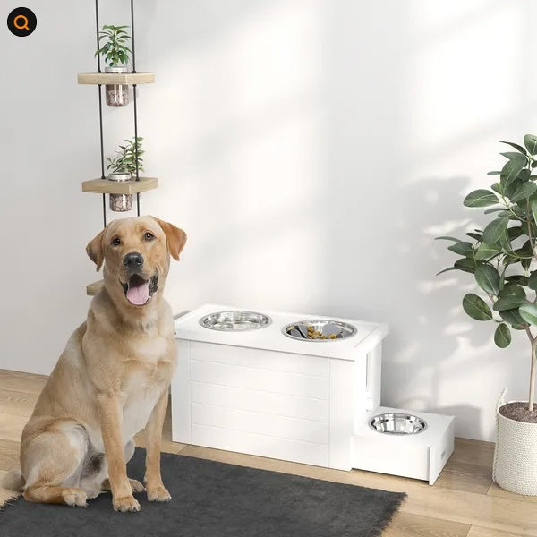 Elevated Dog Bowls - Slow Feeder with Storage for Large Dogs - Purrfect Pet Haven