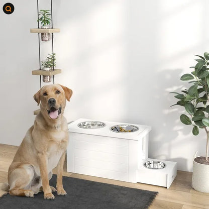 Elevated Dog Bowls - Slow Feeder with Storage for Large Dogs - Purrfect Pet Haven
