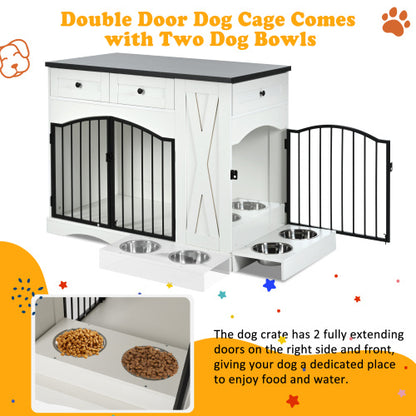 Farmhouse Dog Crate Furniture - 43.3 Inch