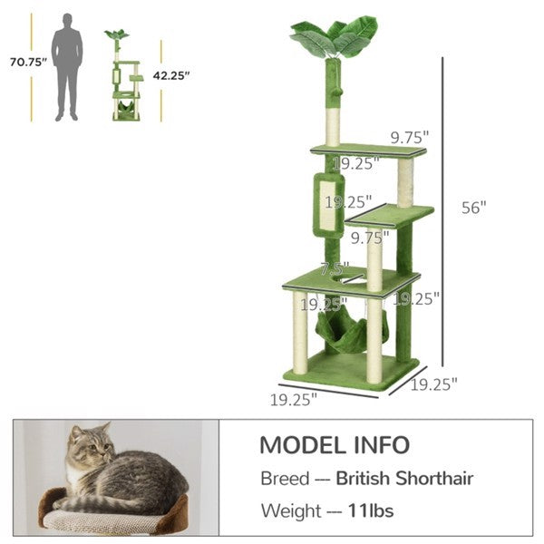 Cat Climbing Tower - 56" Multi-Level with Sisal Posts