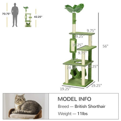 Cat Climbing Tower - 56" Multi-Level with Sisal Posts