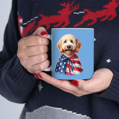 Patriotic Goldendoodle Dog Ceramic Mug - 11oz & 15oz