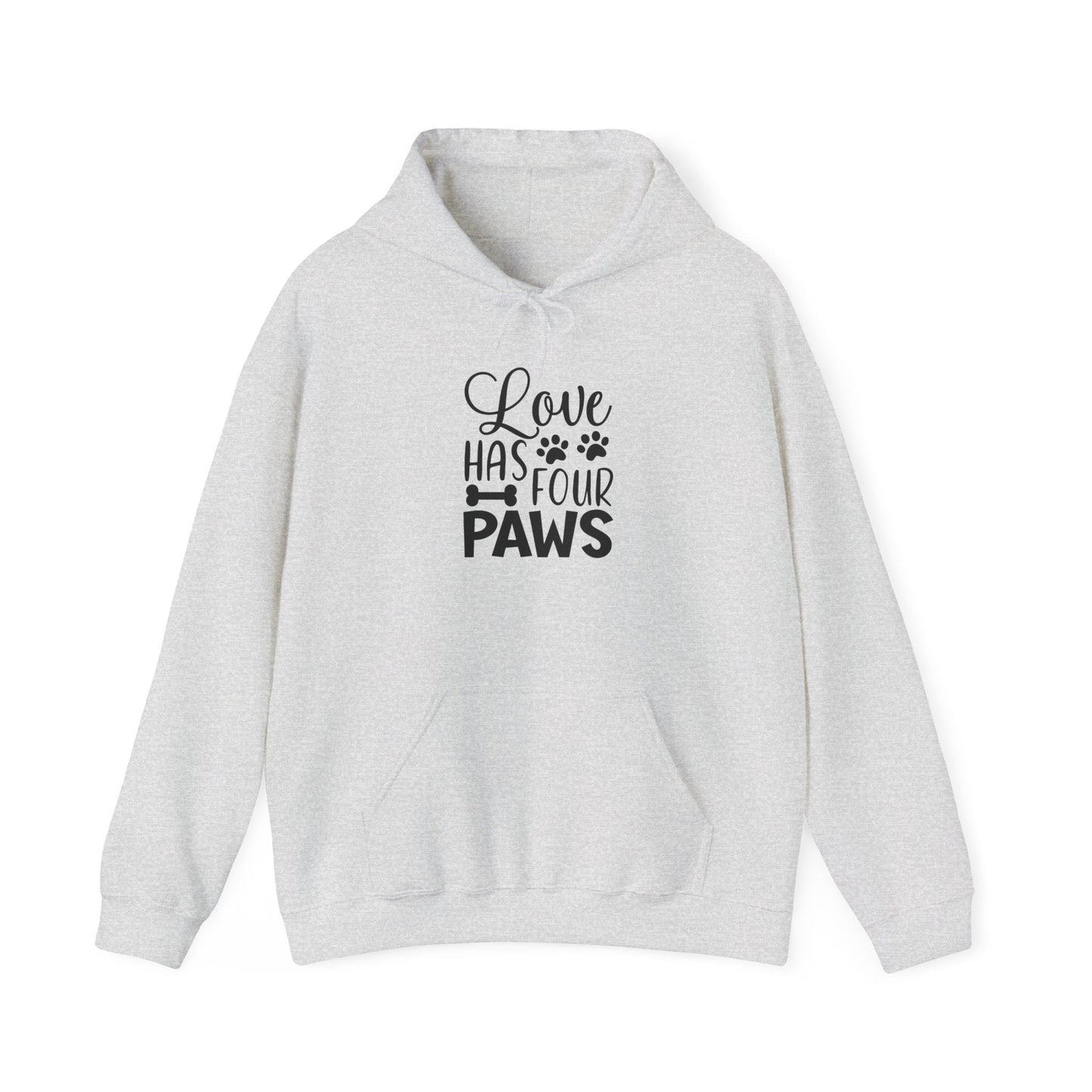 Love Has Four Paws Hoodie – Cozy Unisex Sweatshirt for Pet Lovers | Purrfect Pet Haven