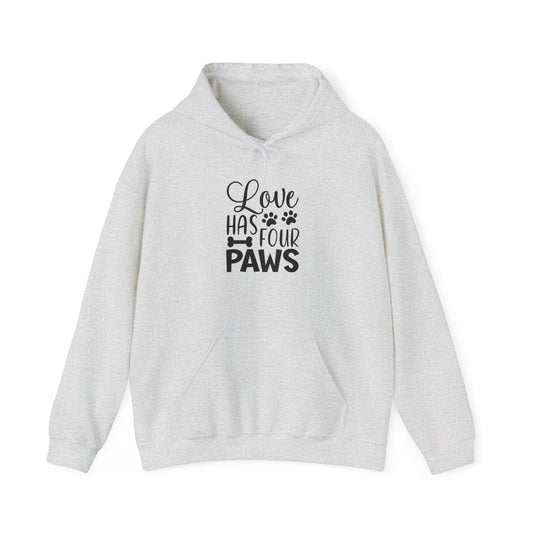 Love Has Four Paws Hoodie – Cozy Unisex Sweatshirt for Pet Lovers | Purrfect Pet Haven