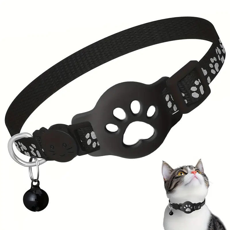 Paw Prints Tracker - Cat Collar with AirTag Holder - Purrfect Pet Haven