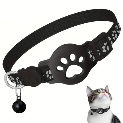 Paw Prints Tracker - Cat Collar with AirTag Holder - Purrfect Pet Haven