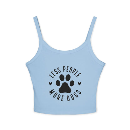 "Less People, More Dogs" Women's Spaghetti Strap Tank Top - Perfect for Dog Lovers | Purrfect Pet Haven
