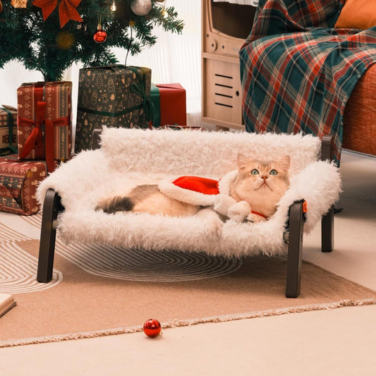 Raised Cat Bed - Elevated Plush 44lb Support