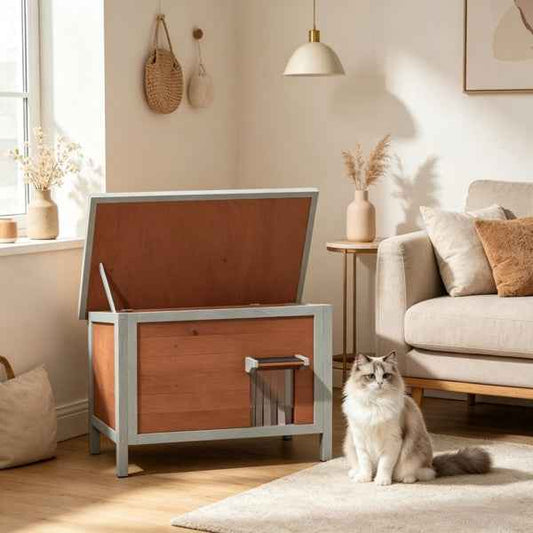 Outdoor Wooden Cat House Insulated - Foam Lined Fir Shelter