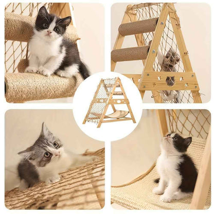 Cat Tree Wooden Multi-Level - Scratching Posts Summer Bed Net