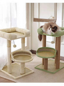 Plush Cat Tree Condo - Multi-Level Scratching Posts