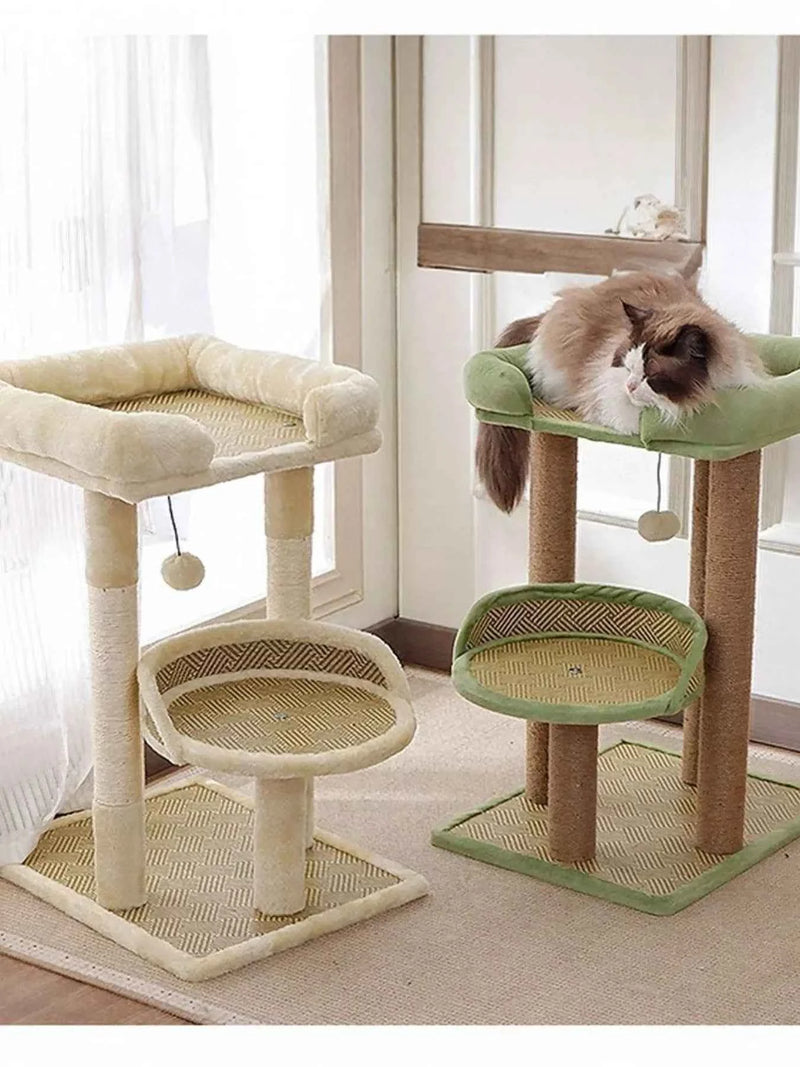 Plush Cat Tree Condo - Multi-Level Scratching Posts