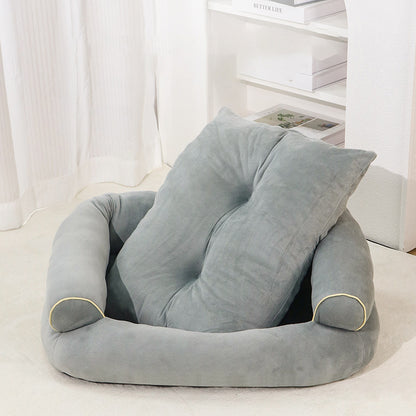 Soft Fabric Pet Sofa Bed For Dogs and Cats with Side Bolsters - Small to 3XL