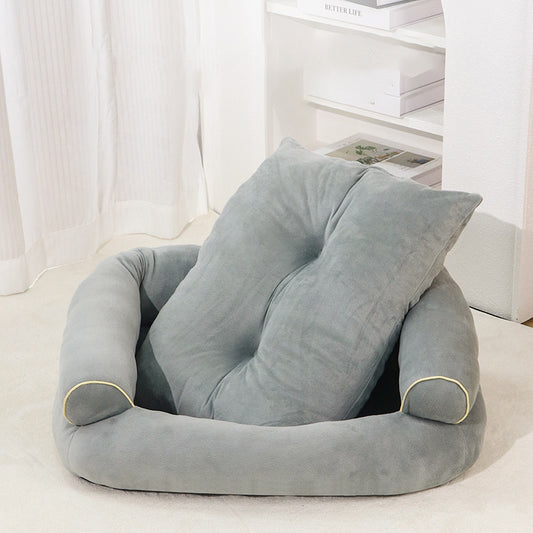 Soft Fabric Pet Sofa Bed For Dogs and Cats with Side Bolsters - Small to 3XL