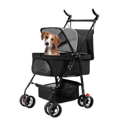 Pet Stroller - 4-Wheel Foldable Carrier for Dogs & Cats - Purrfect Pet Haven