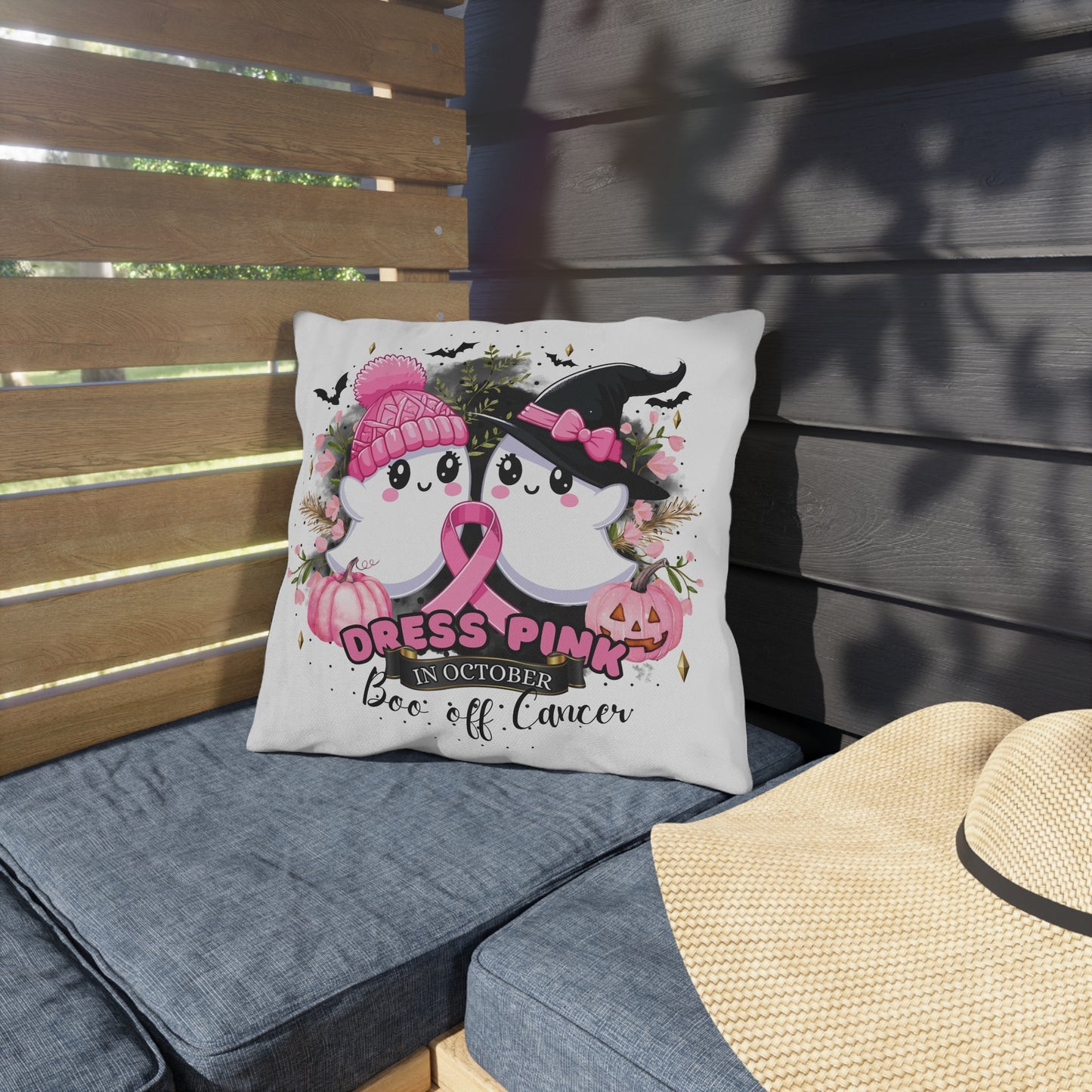 Breast Cancer Awareness Halloween Pillow - Boo Off Cancer