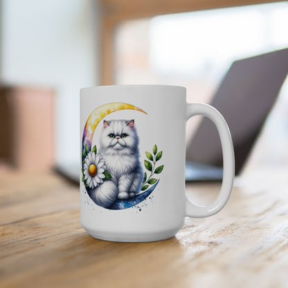 Whimsical Floral Cat Ceramic Mug - 11oz & 15oz