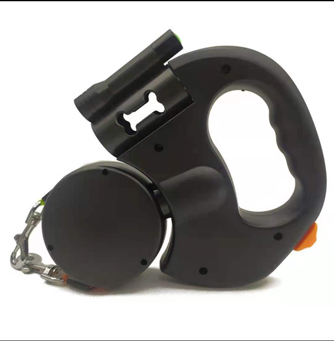 Reflective Swivel Dual Pet Retractable Dog Leash For Small Dogs with Light and Bag Holder