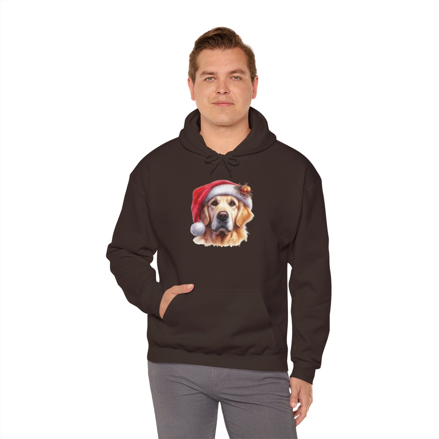 Christmas Golden Retriever Hoodie – Cute Dog in Santa Hat Holiday Sweatshirt