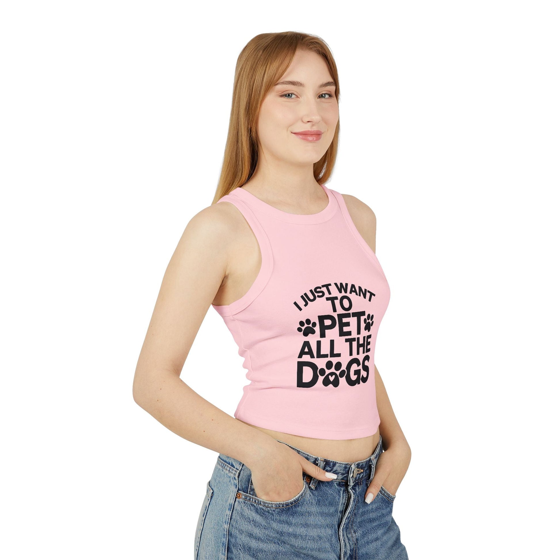 I Just Want to Pet All the Dogs - Women's Micro Rib Racer Tank Top - Cute Pet Lover Apparel | Purrfect Pet Haven
