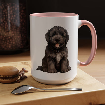 Cute Bouvier Des Flanders Dog Design Accent Coffee Mug - 11oz & 15oz
