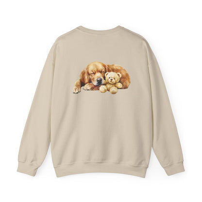 Baby Golden Retriever Crewneck - Nap with Teddy Bear Sweatshirt