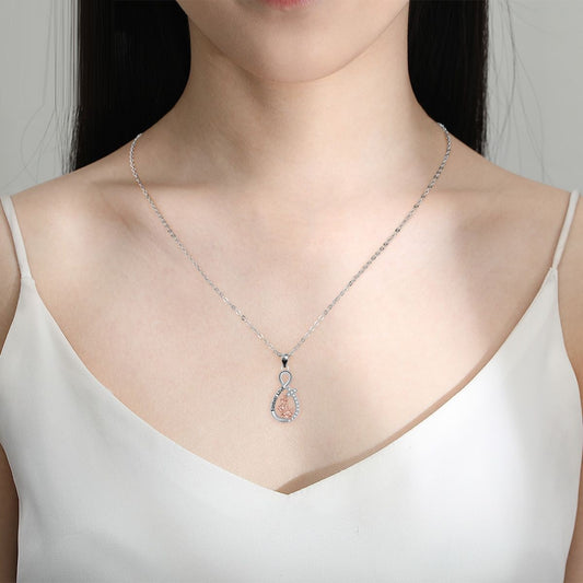 Love Heart Pendant Girl With Dog Necklace
