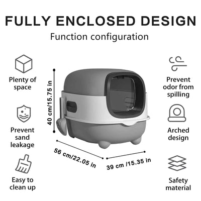 Fully Enclosed Cat Litter Box - Sterilization Odor Lock