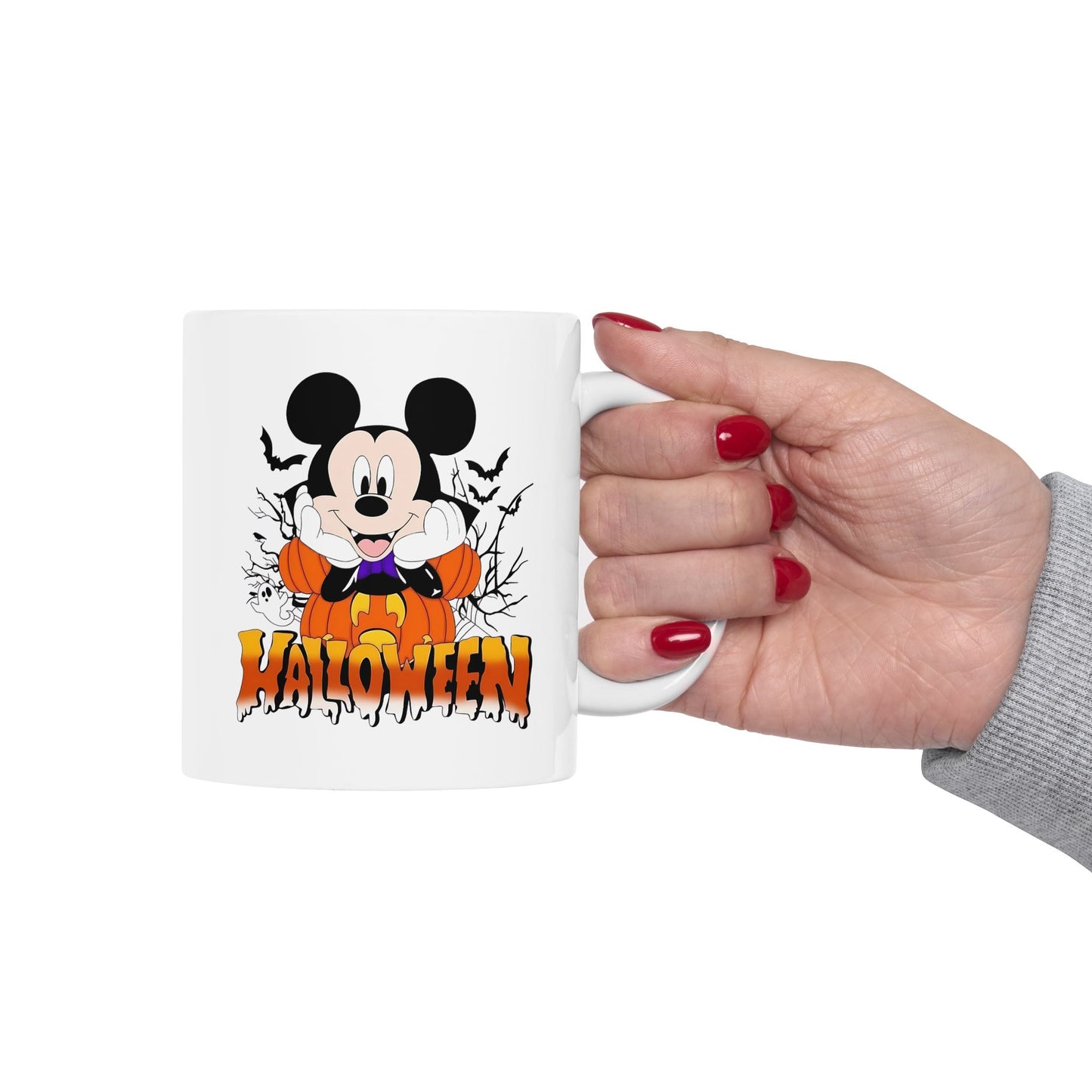 Halloween Ceramic Mug, Spooky Coffee Cup, Trick or Treat Drinkware
