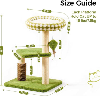 Cat Tree Tower For Indoor Cats - Large Multi-Level Scratching Post With Washable Perch