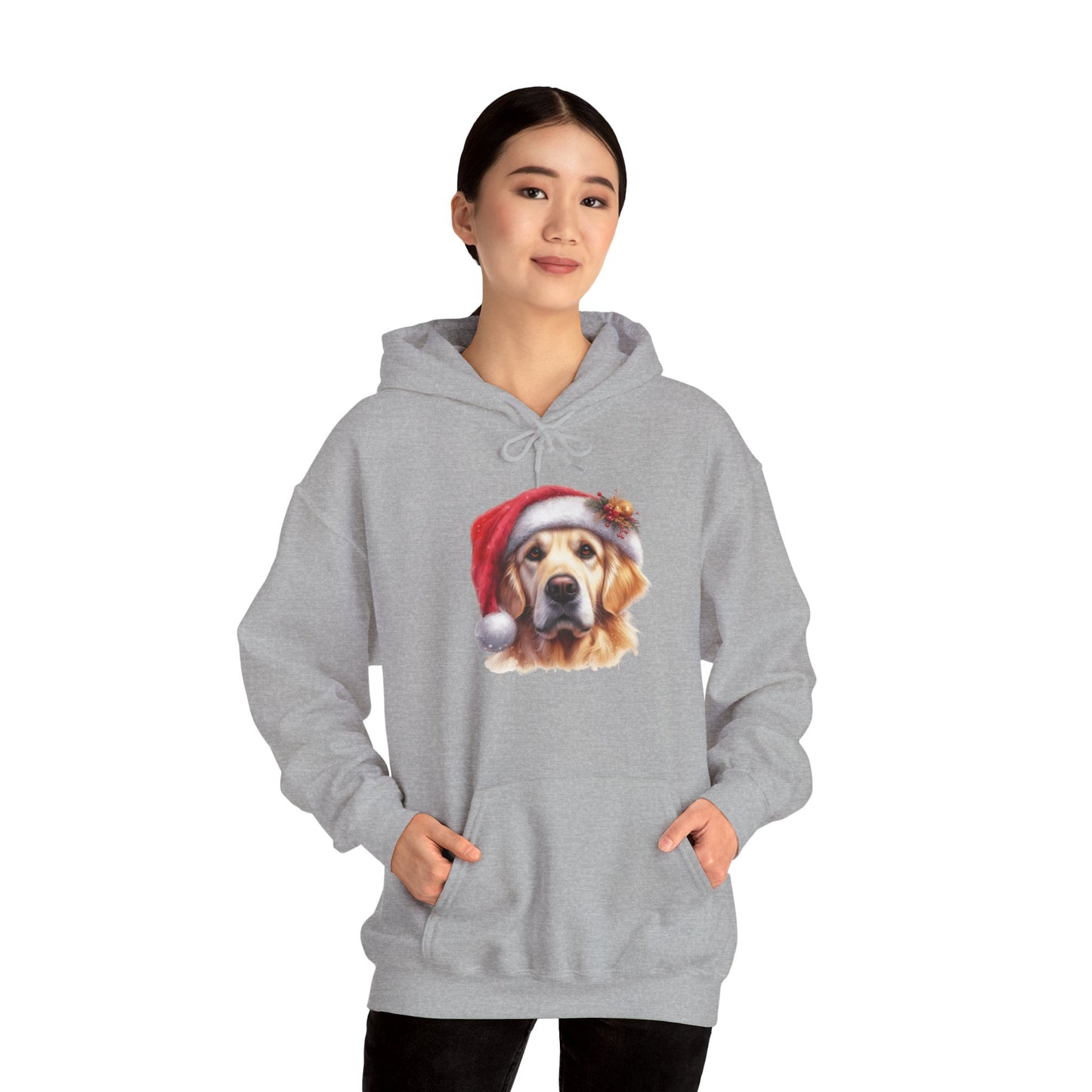 Christmas Golden Retriever Hoodie – Cute Dog in Santa Hat Holiday Sweatshirt