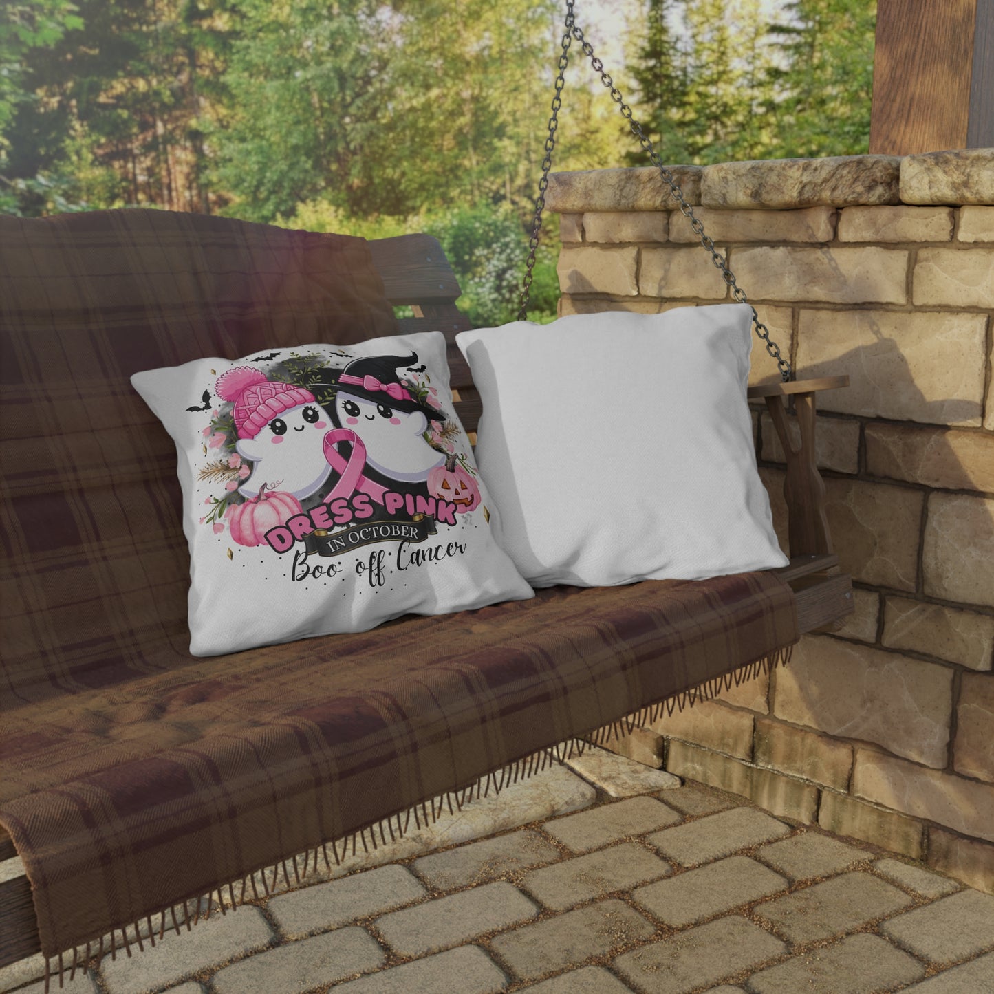 Breast Cancer Awareness Halloween Pillow - Boo Off Cancer