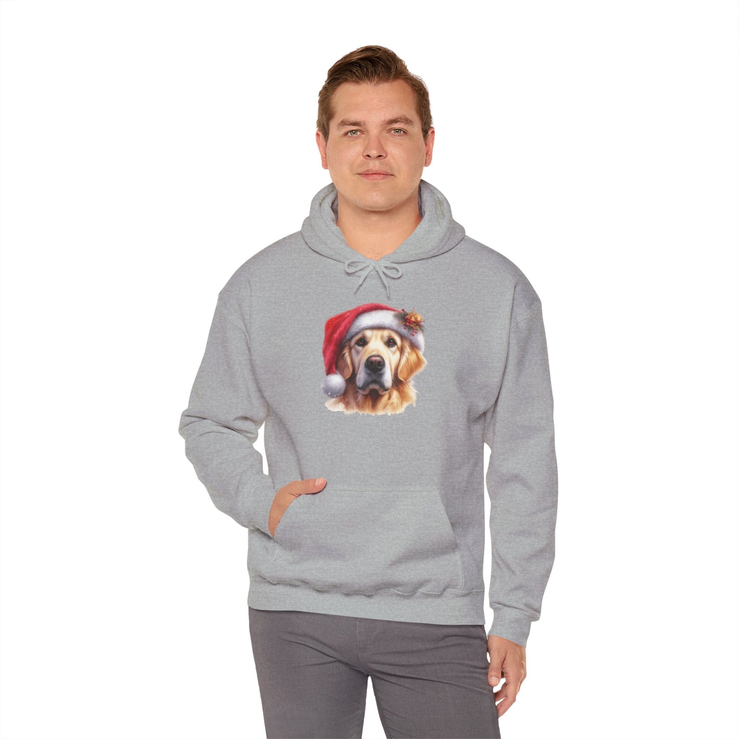 Christmas Golden Retriever Hoodie – Cute Dog in Santa Hat Holiday Sweatshirt