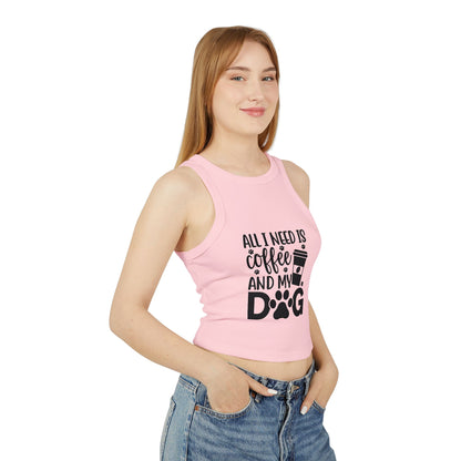 Dog Lover Coffee Micro Rib Racer Tank Top