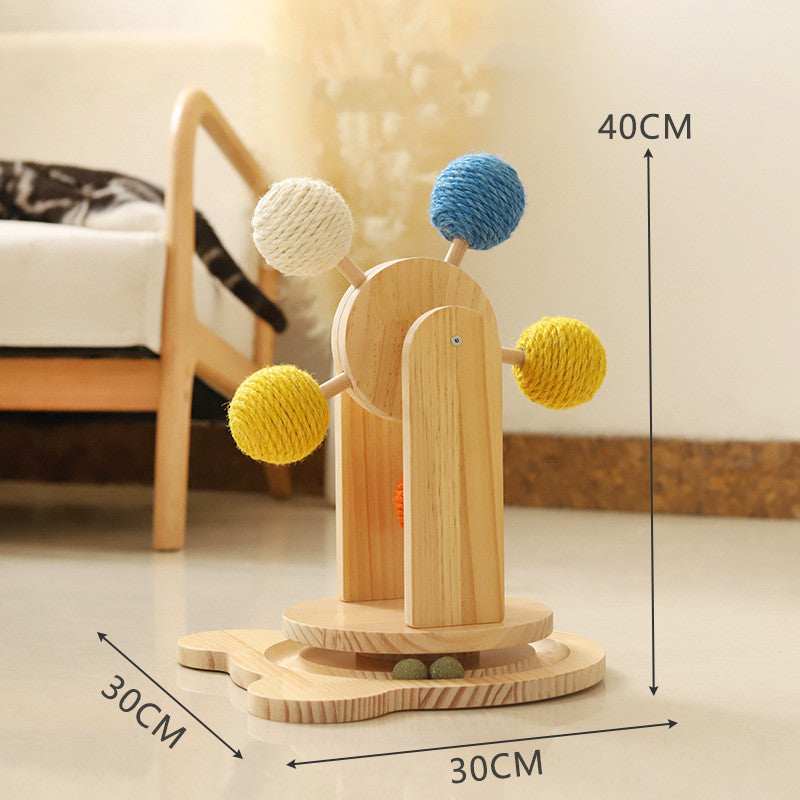 Interactive Wooden Cat Scratch Toy with Rotating Balls - Purrfect Pet Haven