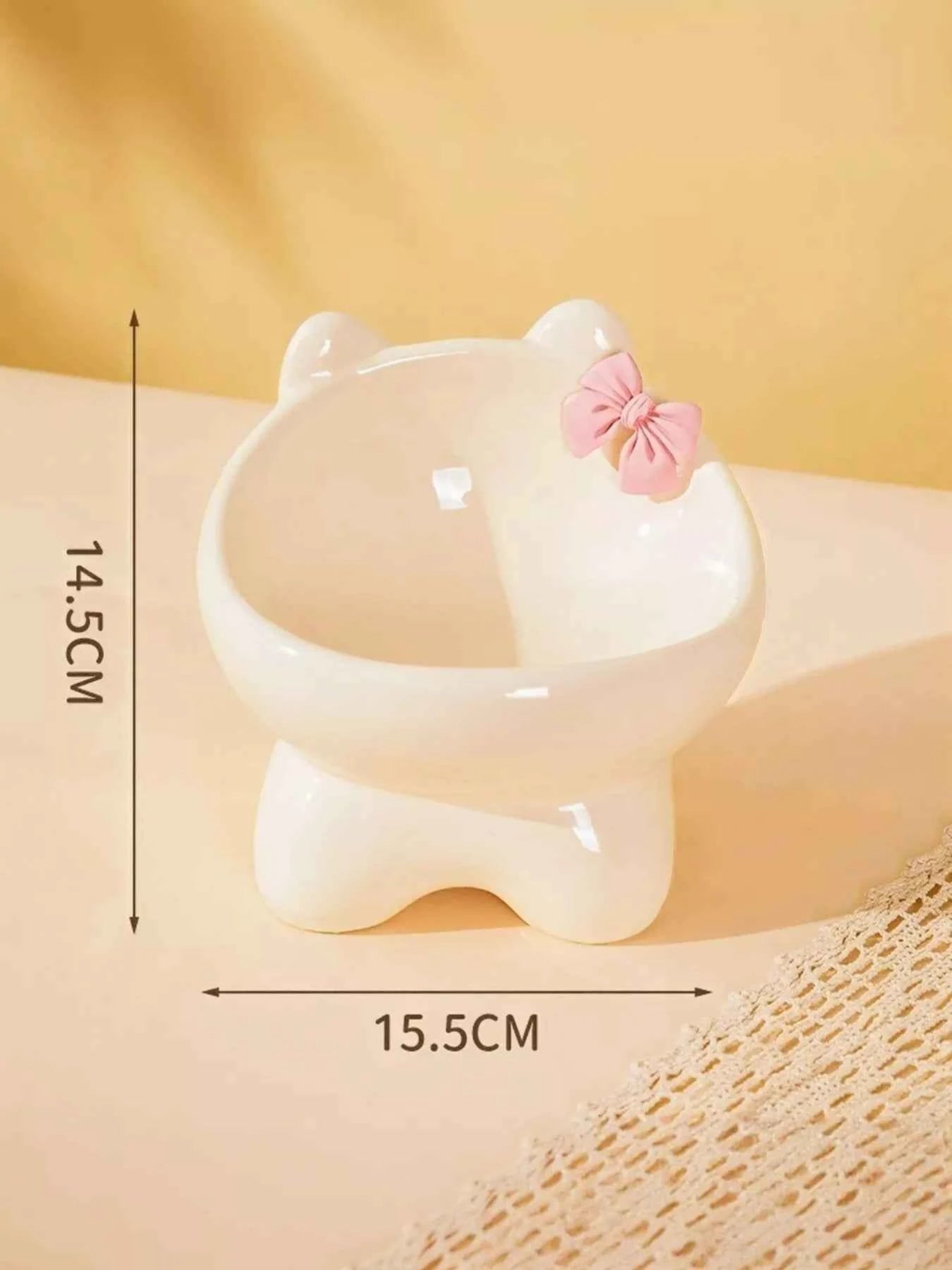 Ceramic Pet Bowl with Bowknot