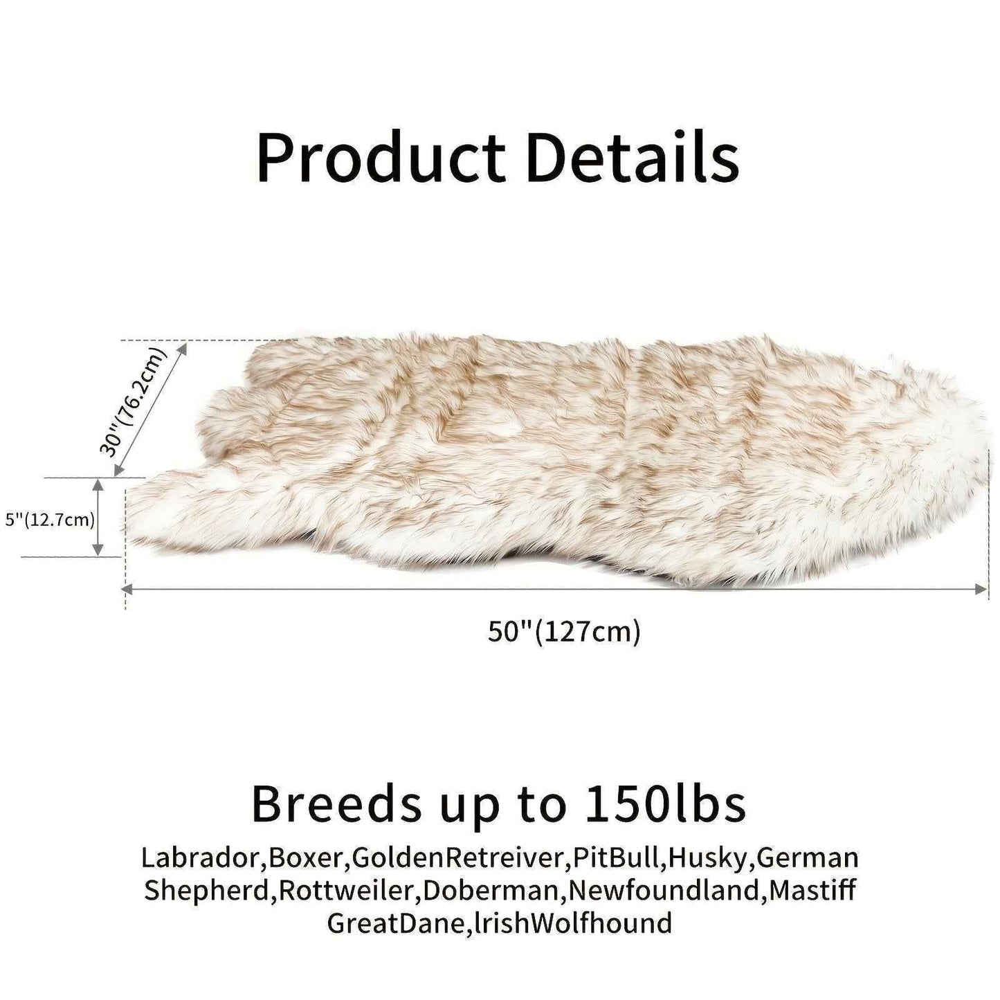 Luxury Faux Fur Dog Bed - 5" Memory Foam for Large Dogs