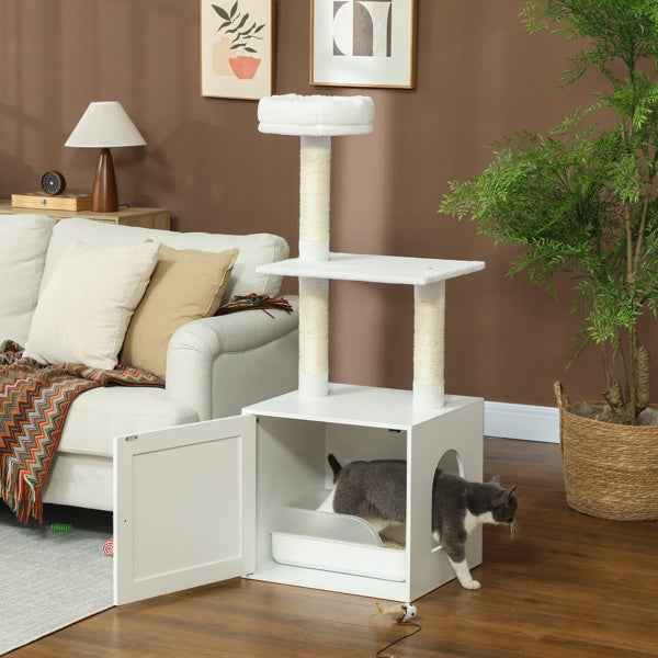 Cat Tree Litter Box Enclosure 3-Tier Tower