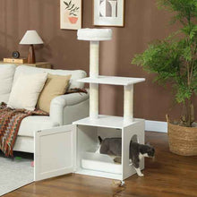 Cat Tree Litter Box Enclosure - 3-Tier Climbing Tower Combo