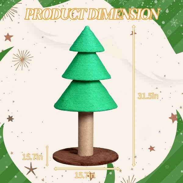 Christmas Tree Cat Scratcher - 31.5" Sisal Scratching Post