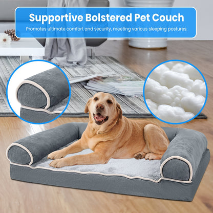 Luxury Dog Bed Sofa - Washable Cover & Egg Crate Memory Foam